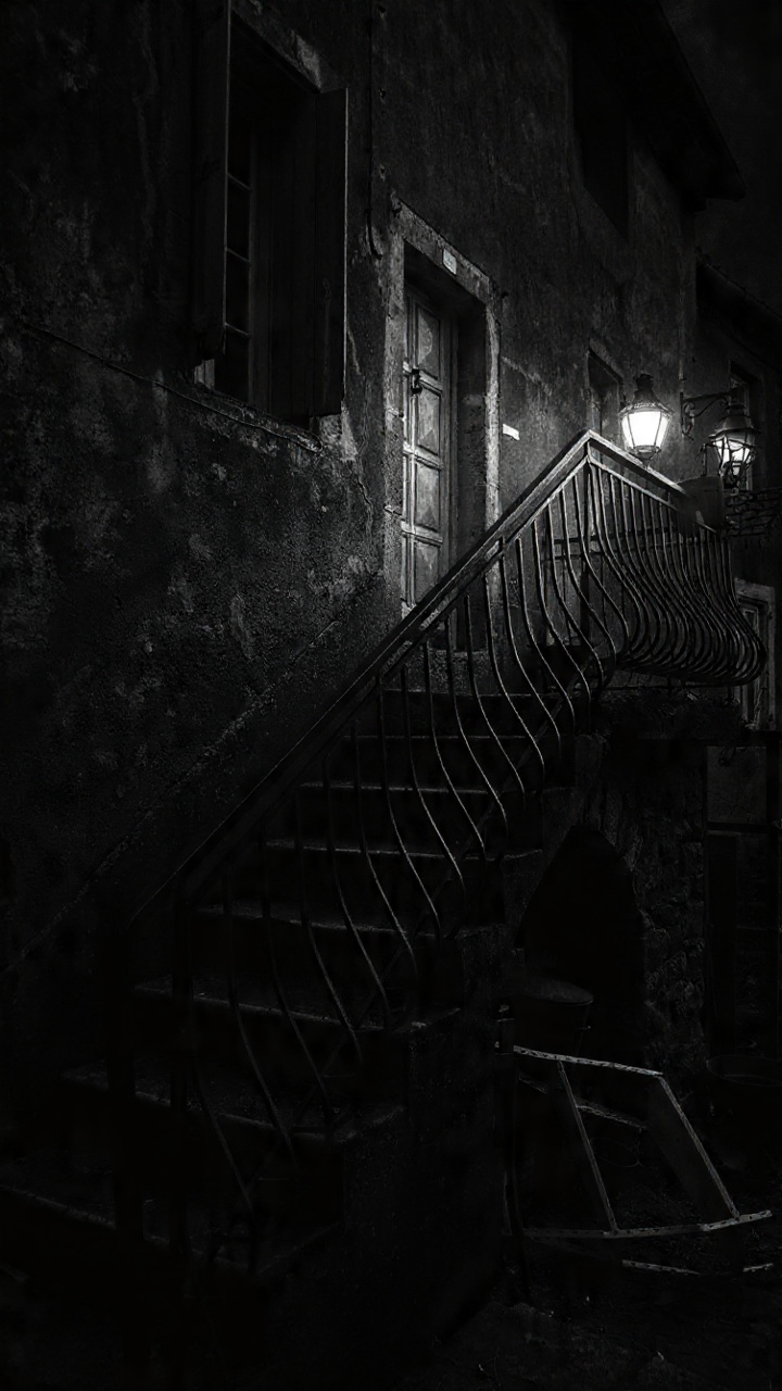 Escalier sombre de la maison associé au moyen métrage Inside ?