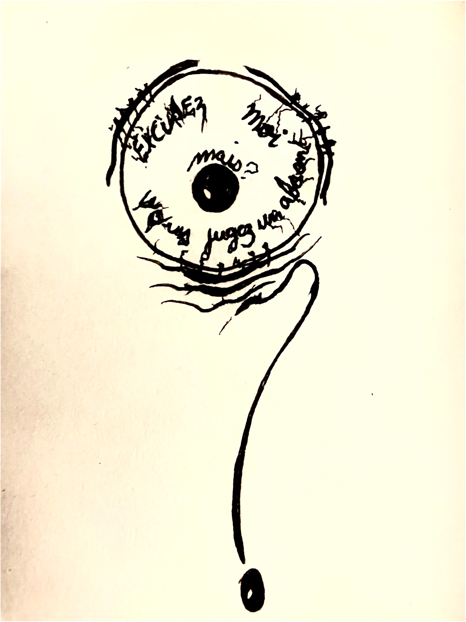 Ichabod Slug et fragments de phrases inscrits dans son œil